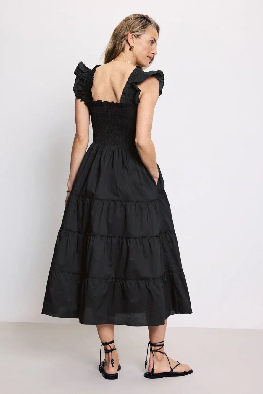 Hill House Home Ellie Nap Cotton Midi Dress in Black Medium
